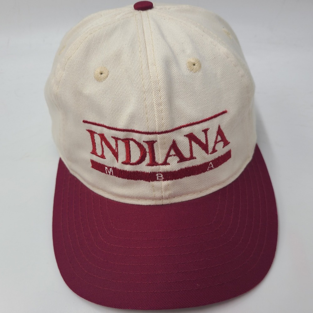 Vintage Indiana Hoosiers Hat Strapback Cream Red NCAA University MBA Logo Men